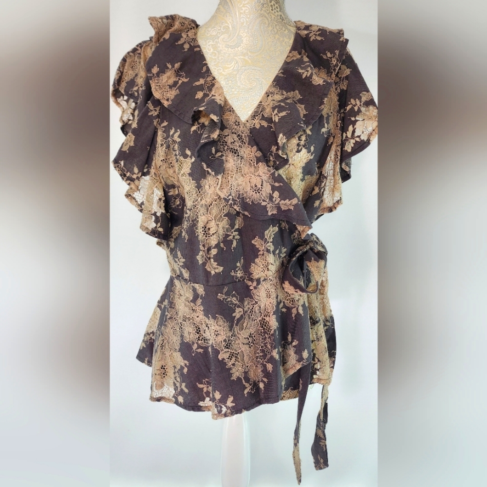 Lucy Paris Lace Ruffle Blouse
